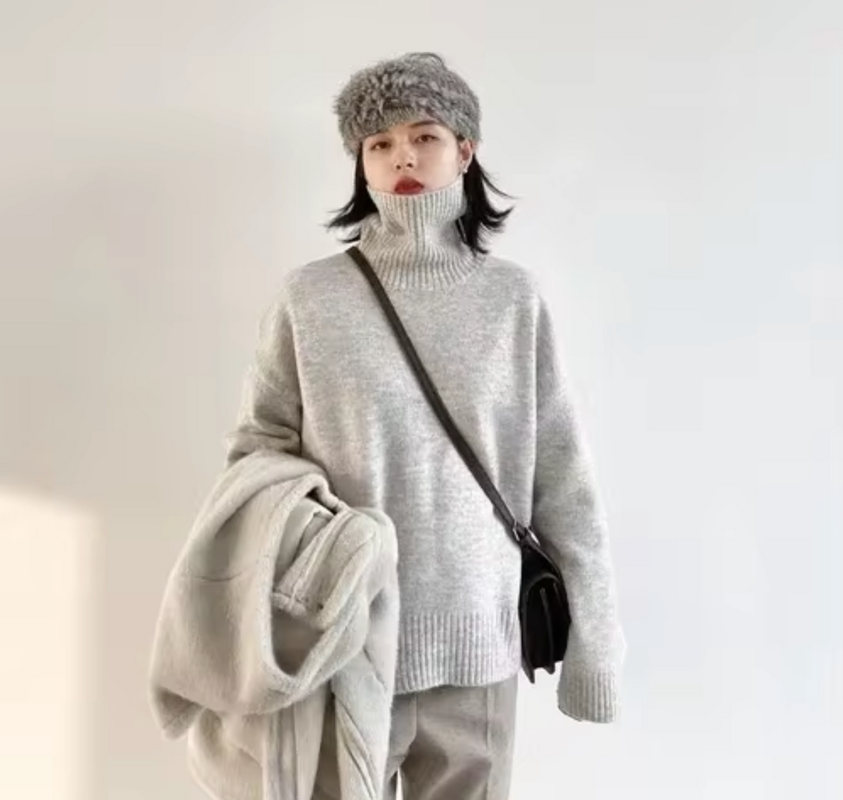 Oversize polotröja dam med vida ärmar