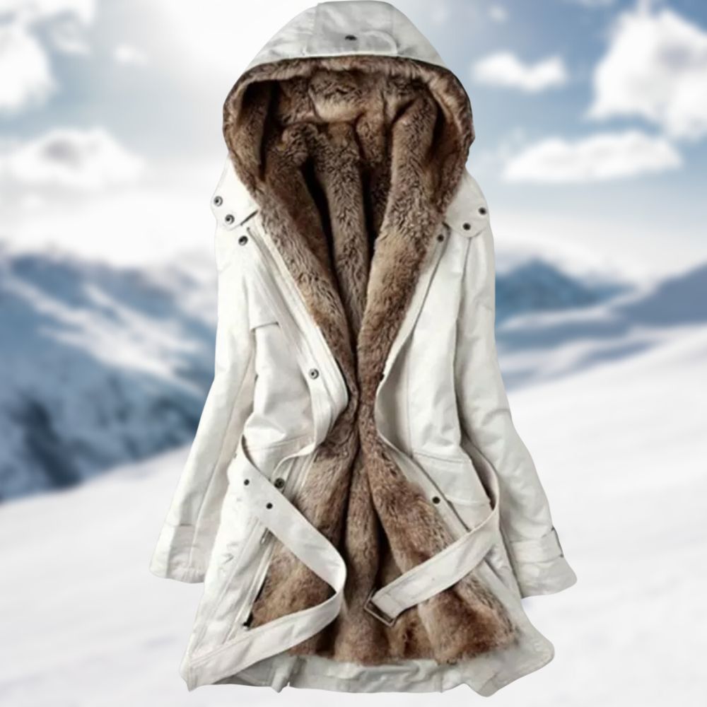 Parkas dam med avtagbar huva och fluffigt foder
