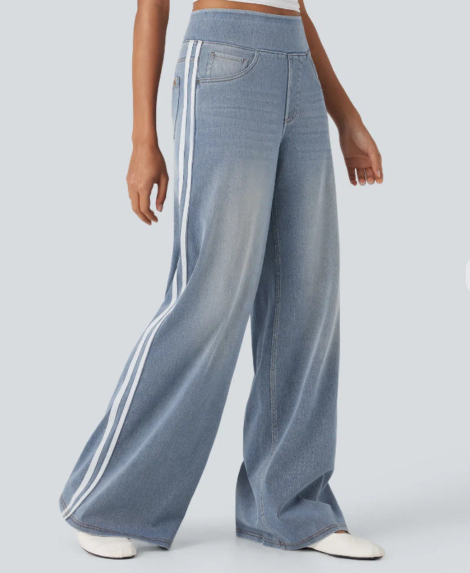 Vida jeans dam med kontrastrand längs sidan