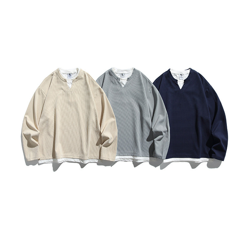 Sweatshirt herr med v-insats och lagerlook