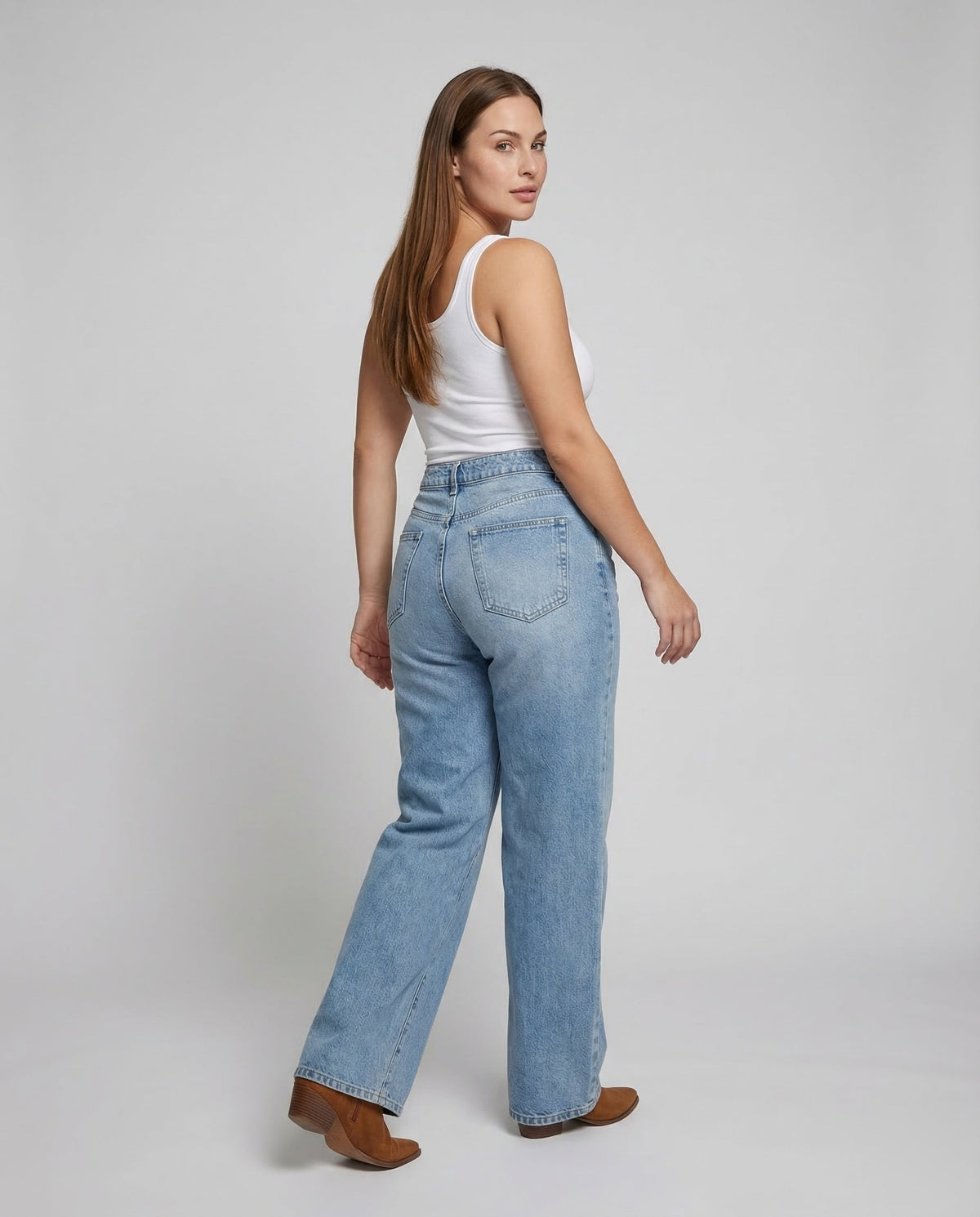 Baggy jeans dam med extra långa ben