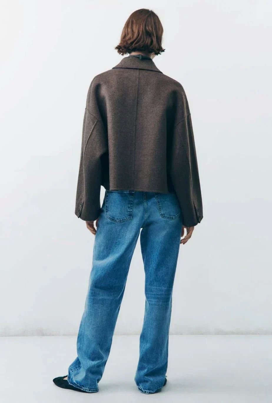 Kort oversize jacka dam med skjortkrage