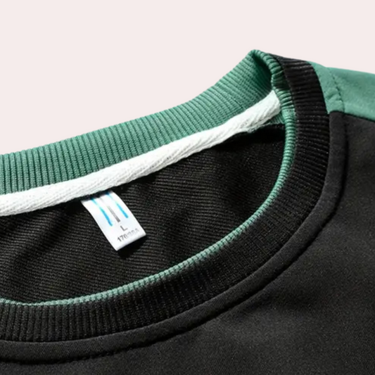 Sweatshirt herr med rund hals | Kontrastpaneler på axlar och ärmar | Avslappnad passform och ribbade kanter