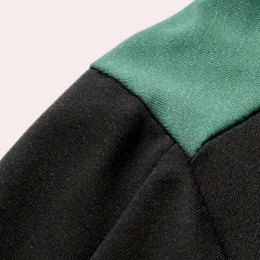 Sweatshirt herr med rund hals | Kontrastpaneler på axlar och ärmar | Avslappnad passform och ribbade kanter