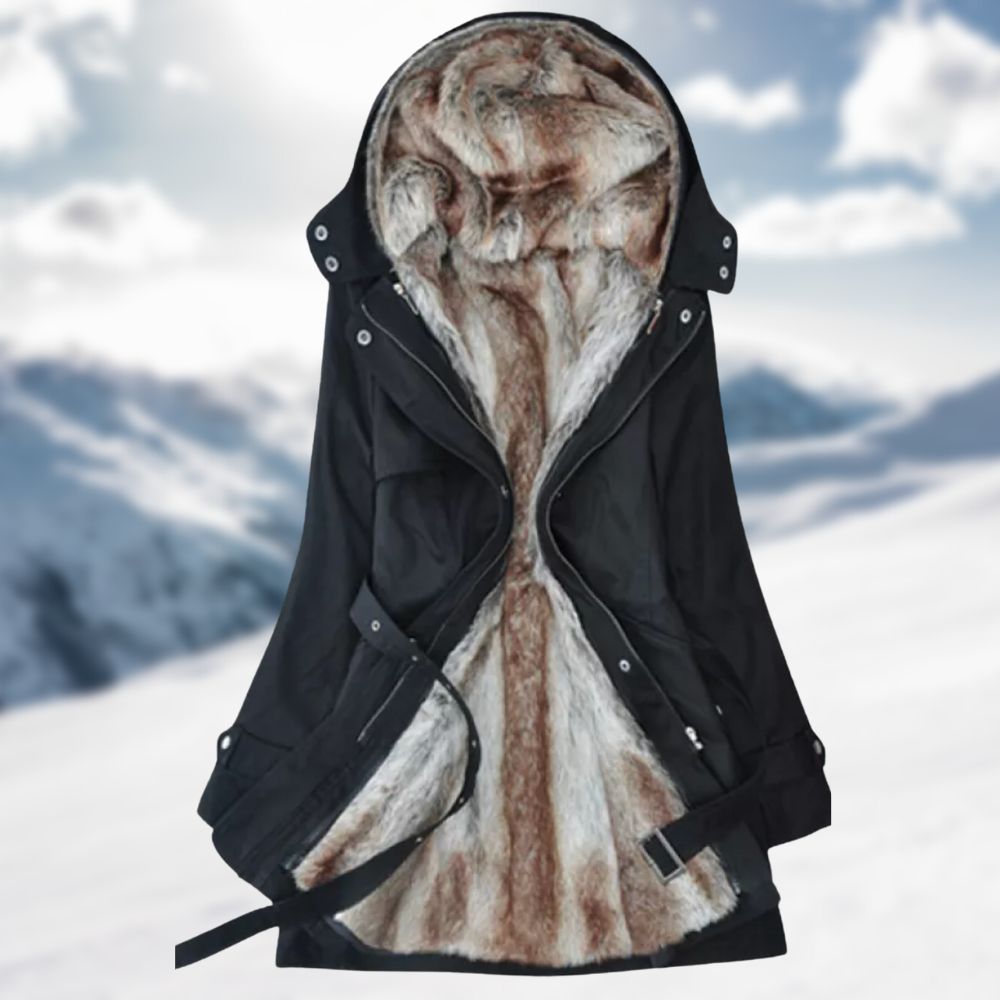 Parkas dam med avtagbar huva och fluffigt foder