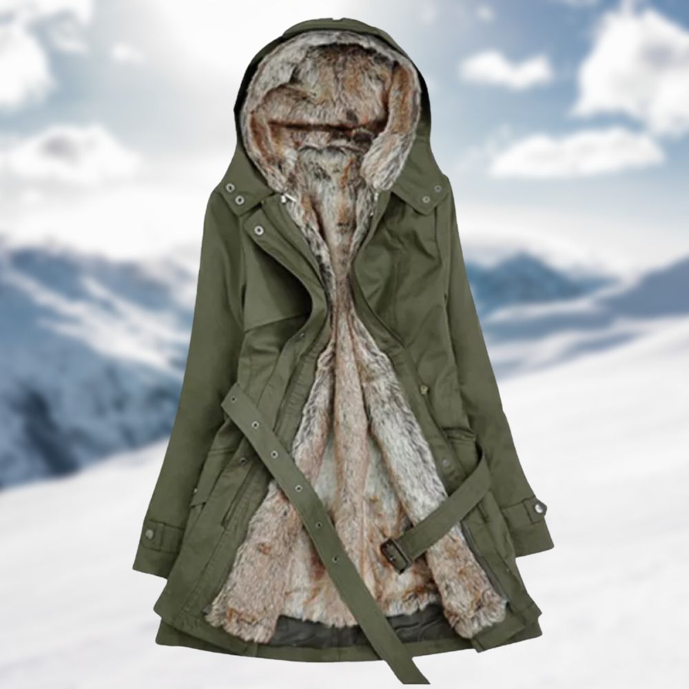Parkas dam med avtagbar huva och fluffigt foder