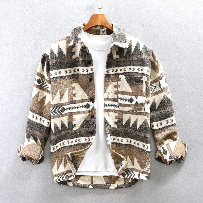 Overshirt herr med geometriskt mönster