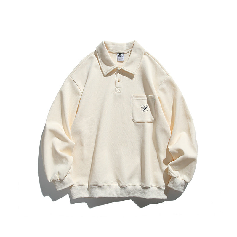 Sweatshirt herr med pikékrage och bröstficka
