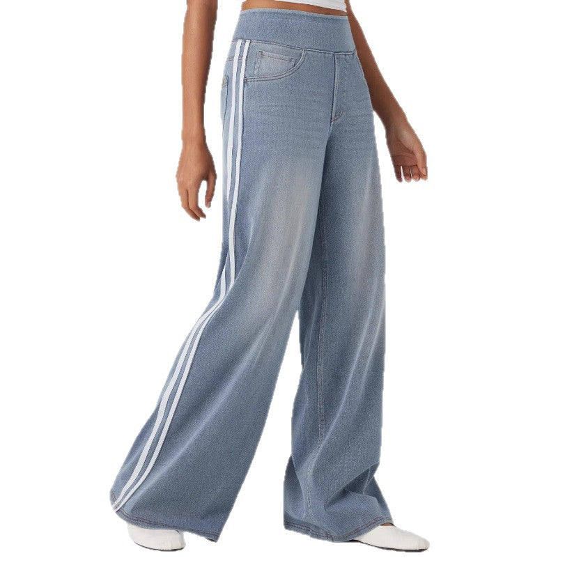 Vida jeans dam med kontrastrand längs sidan