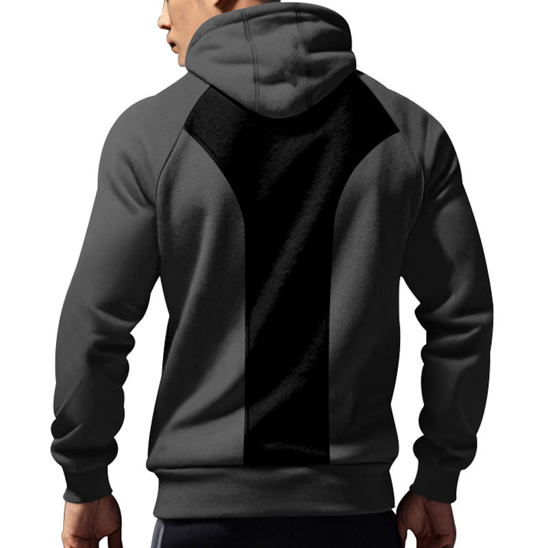 Hoodie herr med halv dragkedja | Raglanärmar och sportig passform | Formsydda sömmar och rymlig känguruficka