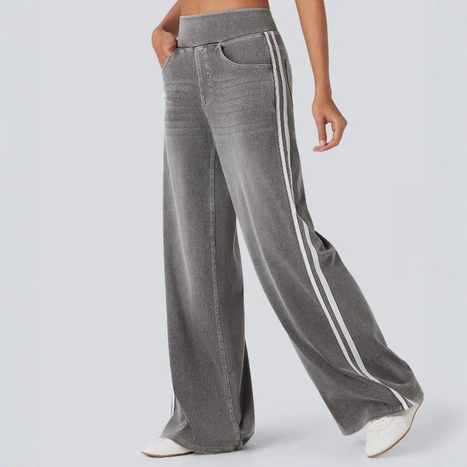 Vida jeans dam med kontrastrand längs sidan