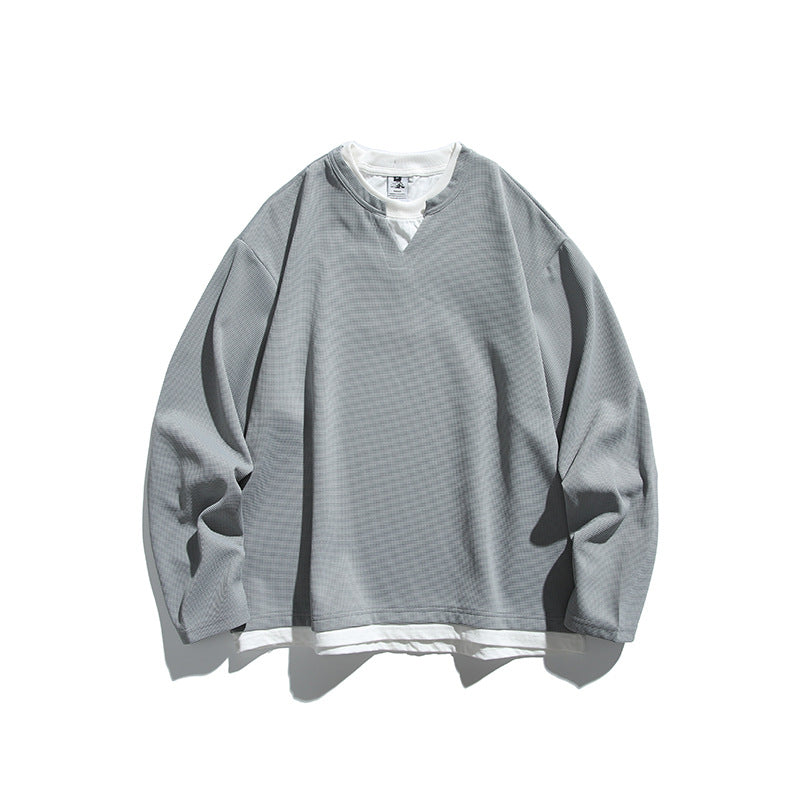 Sweatshirt herr med v-insats och lagerlook