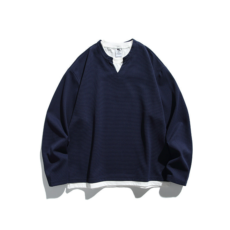 Sweatshirt herr med v-insats och lagerlook
