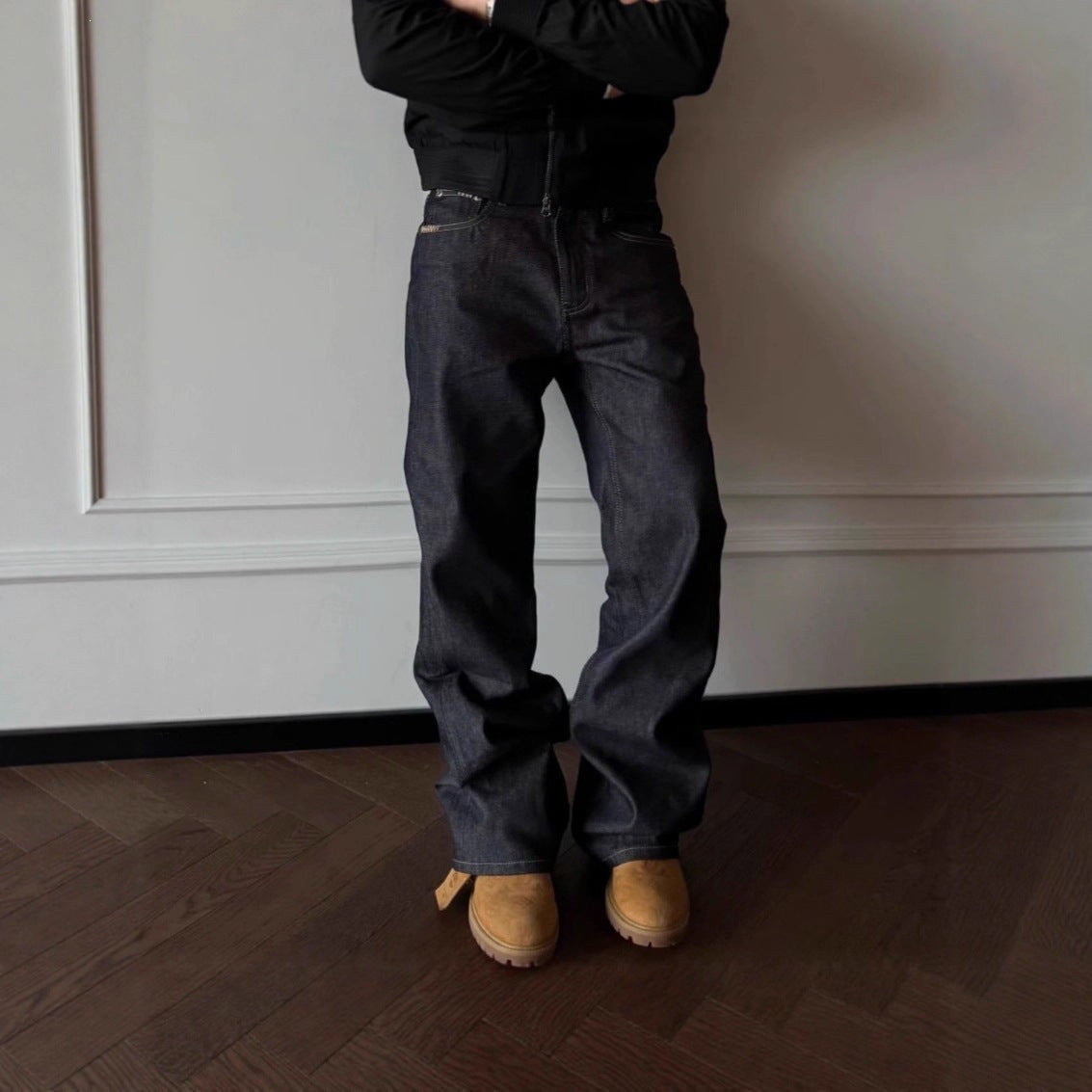 Vida jeans herr med raka ben och mörk tvätt
