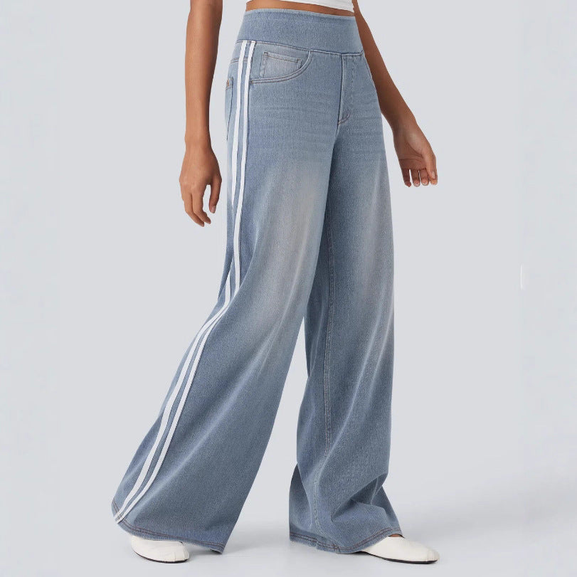 Vida jeans dam med kontrastrand längs sidan