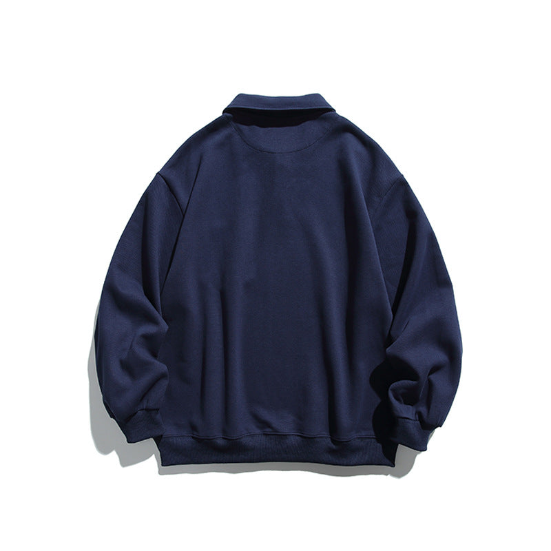 Sweatshirt herr med pikékrage och bröstficka
