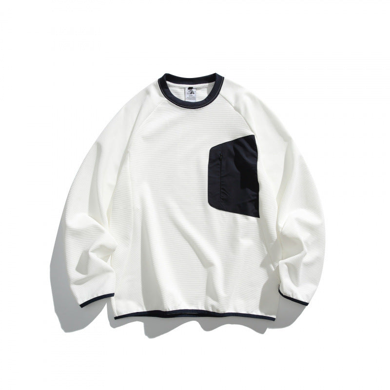 Sweatshirt herr med kontrastficka och raglanärmar