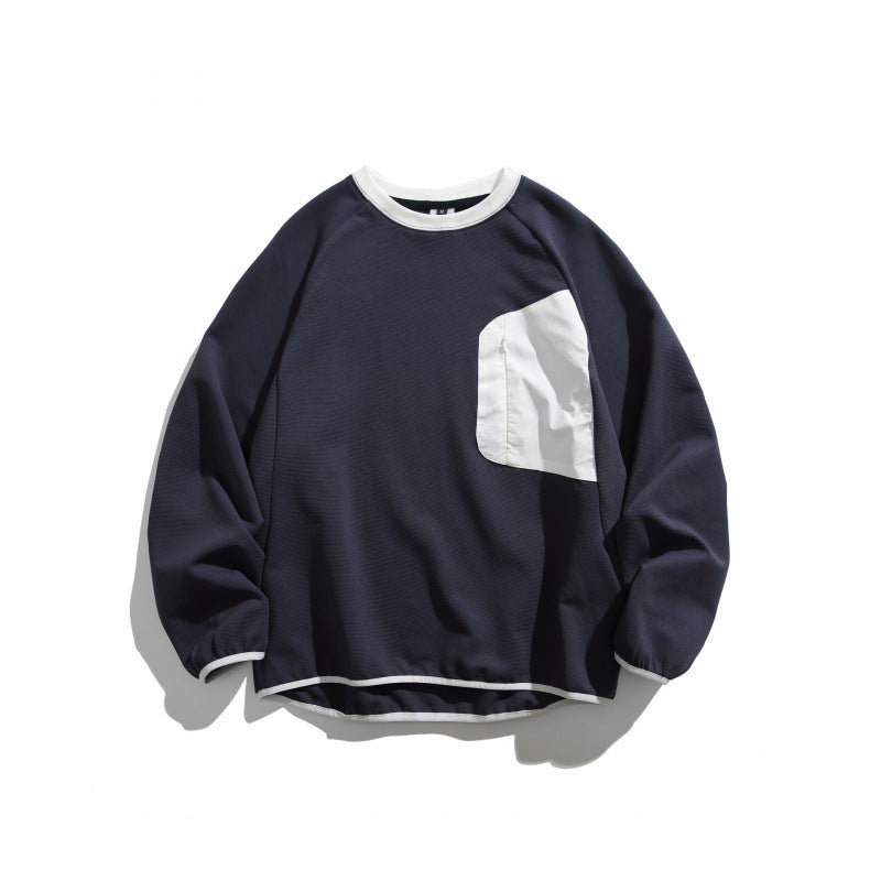 Sweatshirt herr med kontrastficka och raglanärmar
