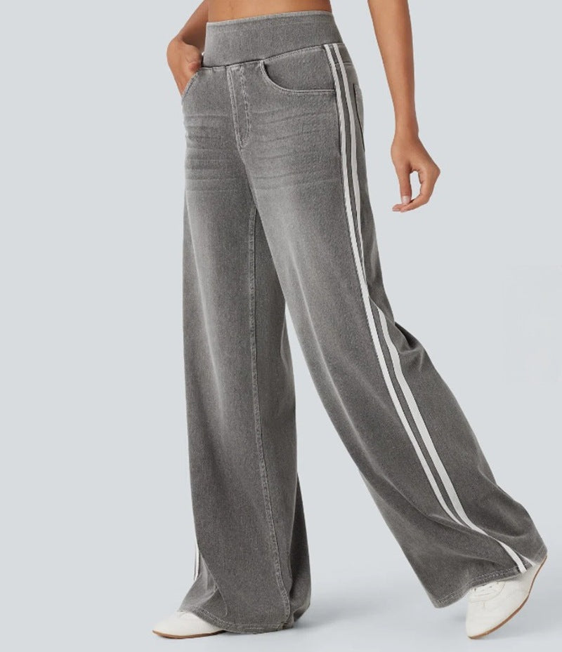 Vida jeans dam med kontrastrand längs sidan