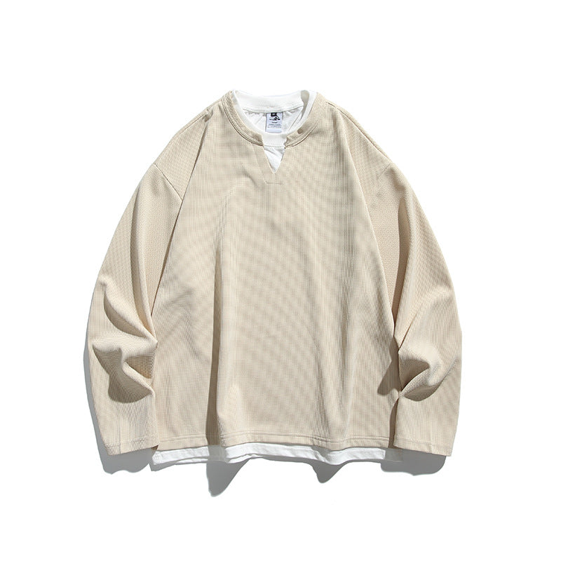 Sweatshirt herr med v-insats och lagerlook