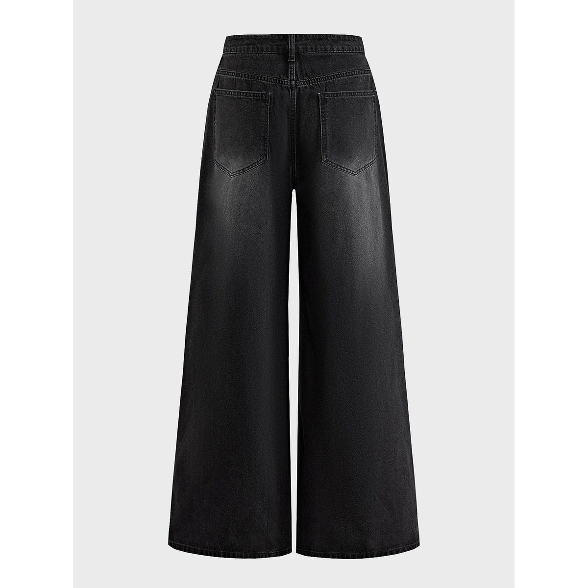 Svarta vida jeans dam med strass och revor