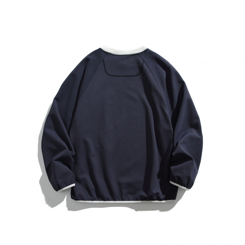 Sweatshirt herr med kontrastficka och raglanärmar