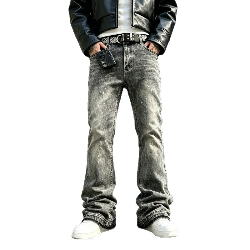Jeans herr med utsvängda ben och sliten tvätt