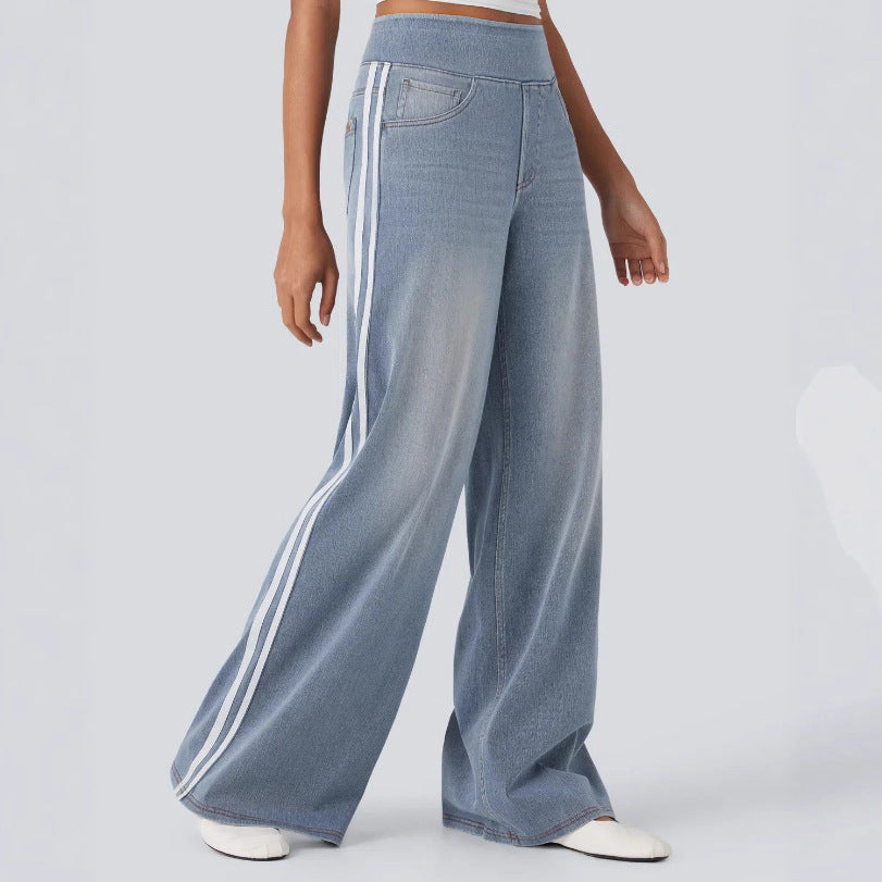 Vida jeans dam med kontrastrand längs sidan