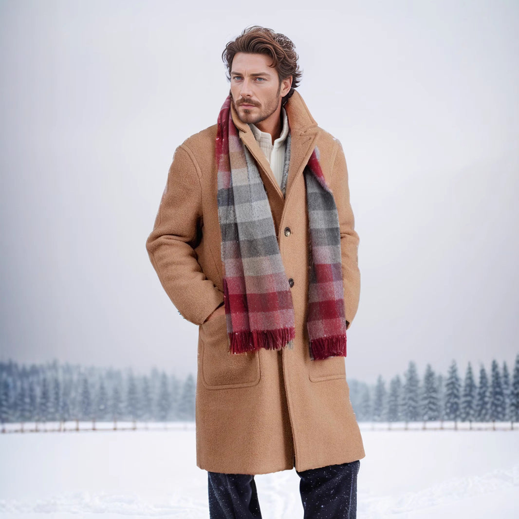 Lång rock herr med kavajslag och sidofickor