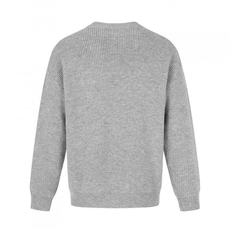 Ribbstickad oversize tröja herr med rund hals