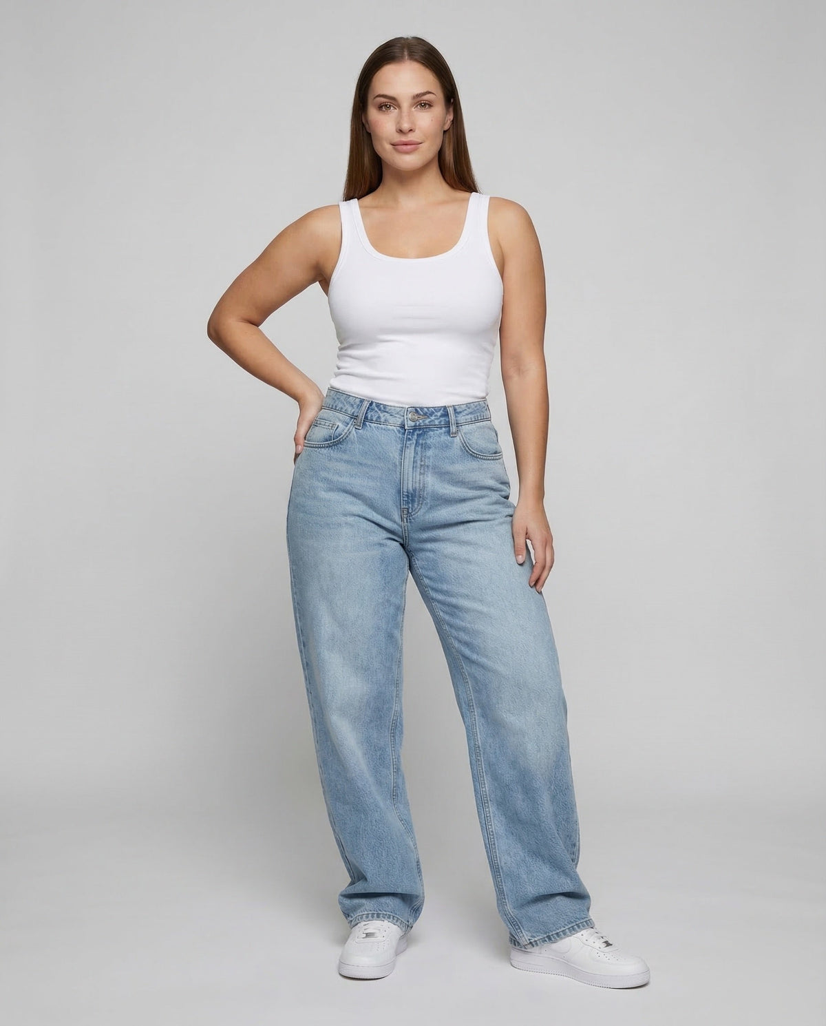 Baggy jeans dam med extra långa ben