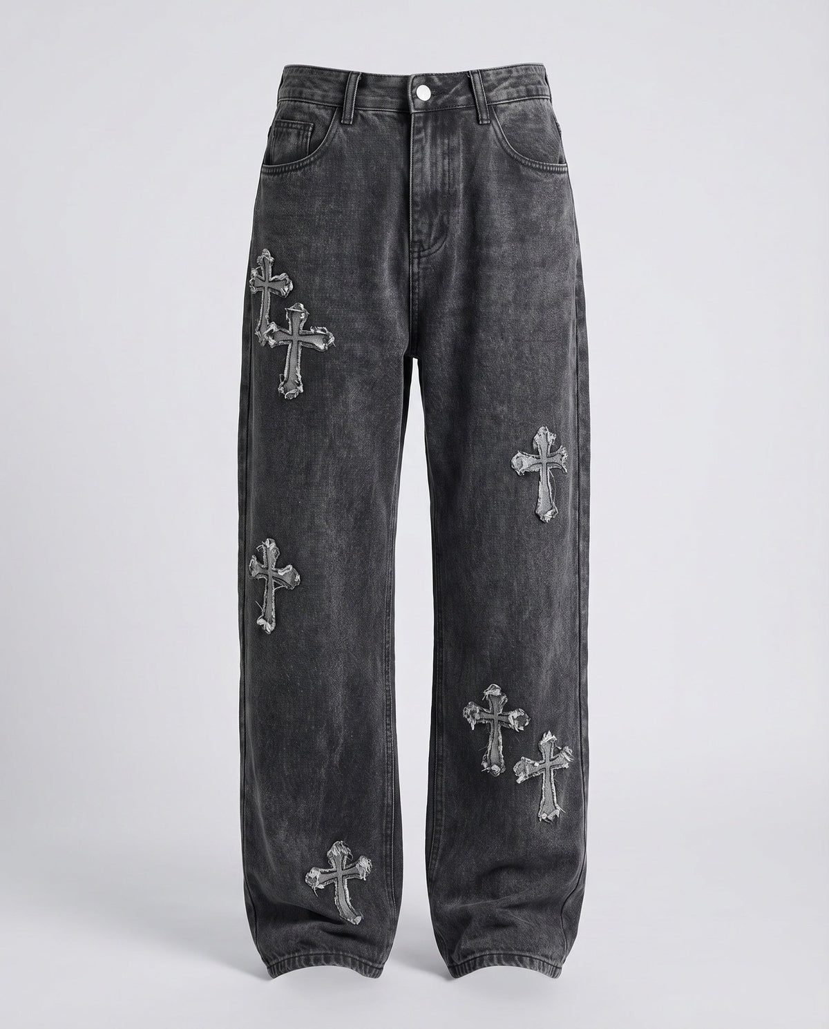 Vida jeans herr med korsapplikationer och låg gren