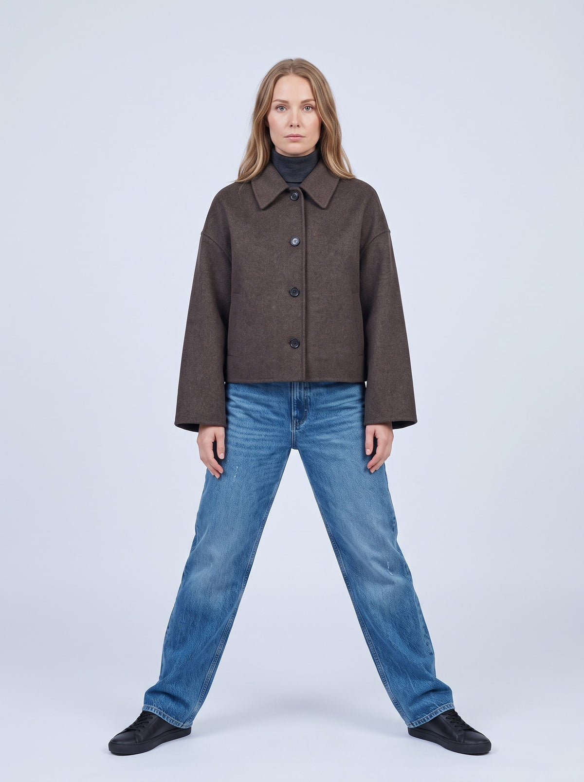 Kort oversize jacka dam med skjortkrage