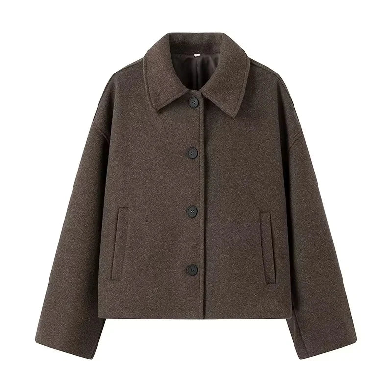 Kort oversize jacka dam med skjortkrage
