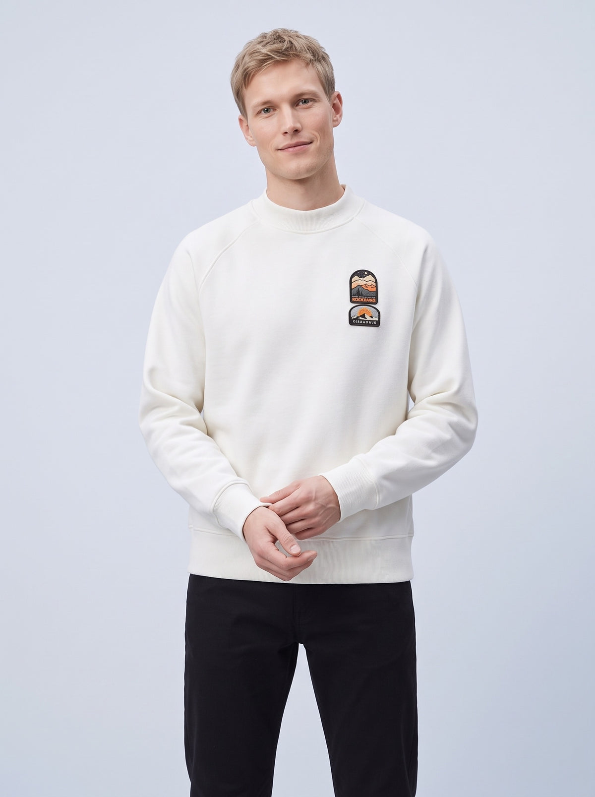 Sweatshirt herr med bergsmärke på bröstet