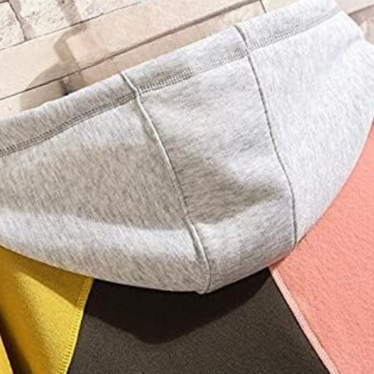 Hoodie herr med asymmetriska färgblock | Huva med dragsko | Nedsänkta axlar och ribbade muddar vid ärmar och nederkant