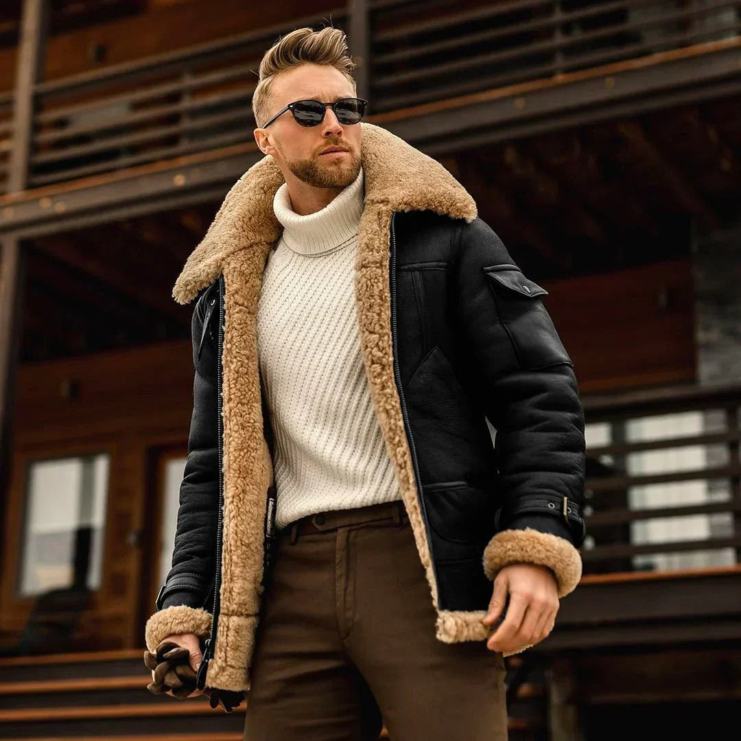 Vinterjacka herr med stor teddykrage