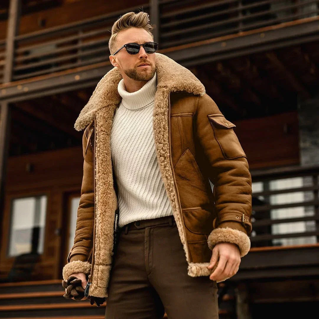 Vinterjacka herr med stor teddykrage