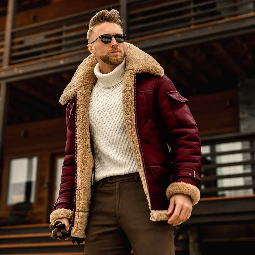 Vinterjacka herr med stor teddykrage