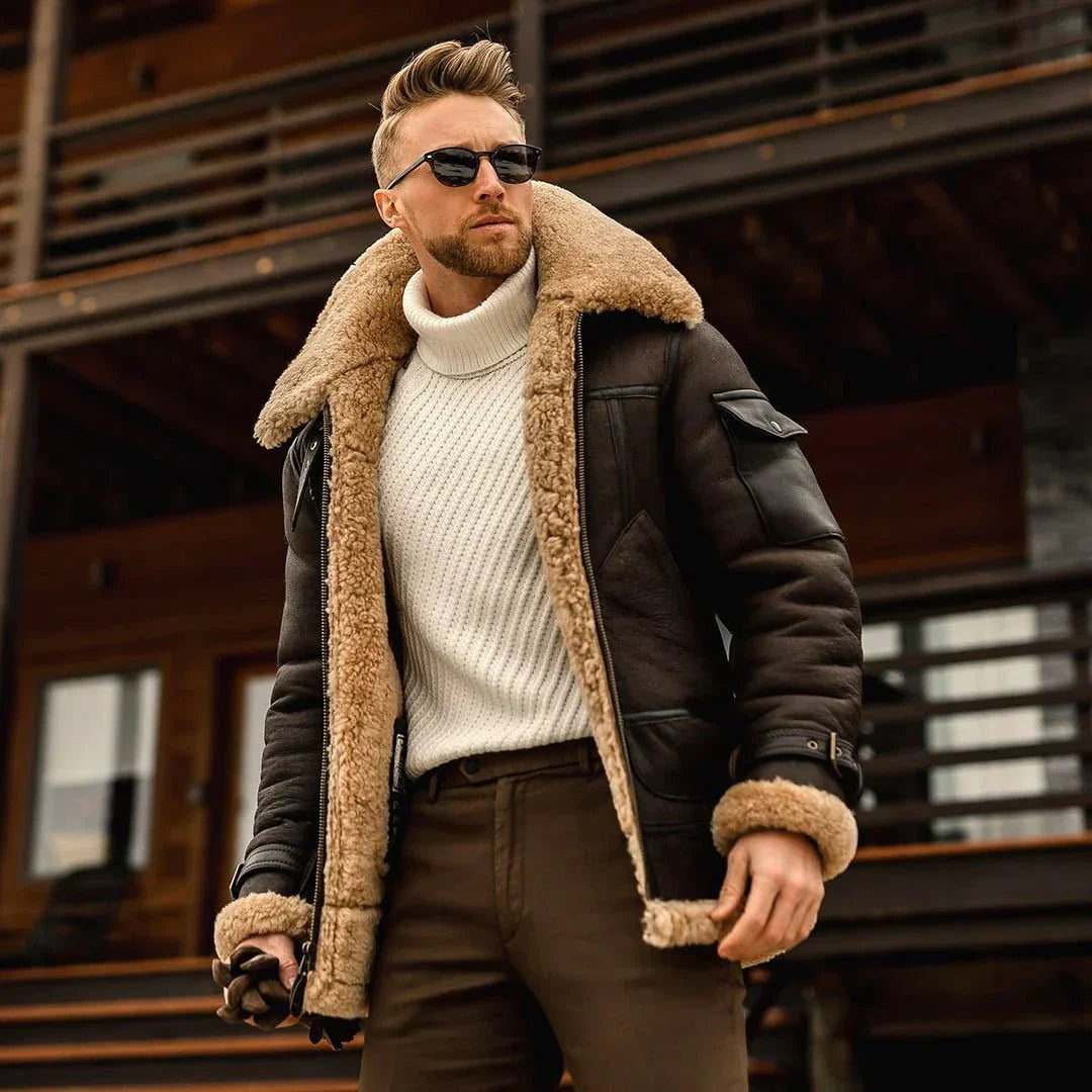 Vinterjacka herr med stor teddykrage